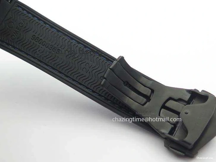 0428 Unique Planet Ocean 45mm Real Ceramic Blue BP-Maker Best Edition Black Dial On Nylon Rubber Strap A 8184